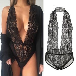 black lace lingerie bodysuit 🖤